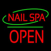 Nails Spa Block Open Green Line Neon Skilt