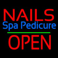 Nails Spa Pedicure Block Open Green Line Neon Skilt