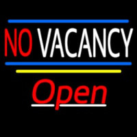 No Vacancy Open Yellow Line Neon Skilt