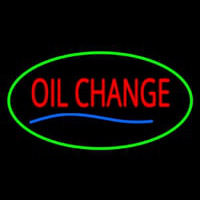 Oil Change Green Oval Neon Skilt