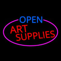 Open Art Supplies Oval With Pink Border Neon Skilt