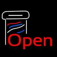 Open Barber Pole Neon Skilt