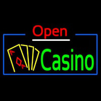 Open Casino With Cards Neon Skilt