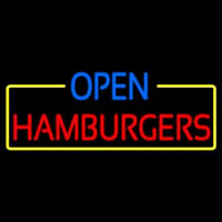 Open Hamburgers Neon Skilt