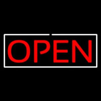 Open Horizontal Red Letters With White Border Neon Skilt