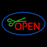 Open Oval Blue Neon Skilt