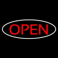 Open Oval White Red Neon Skilt