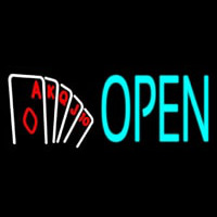 Open Royal Flush Poker Neon Skilt