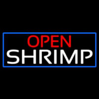 Open Shrimp With Blue Border Neon Skilt