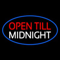 Open Till Midnight Oval Blue Neon Skilt