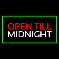 Open Till Midnight Rectangle Green Neon Skilt