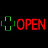 Open With Cross Logo Neon Skilt