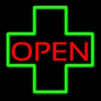 Open With Cross Logo Neon Skilt