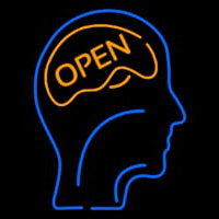 Open With Man Head Neon Skilt