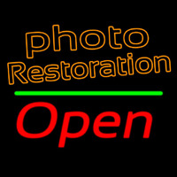 Orange Photo Restoration With Open 2 Neon Skilt