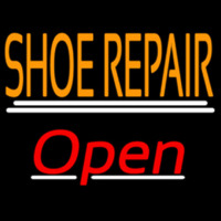 Orange Shoe Repair Open With Line Neon Skilt