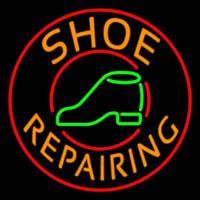 Orange Shoe Repairing Neon Skilt