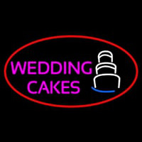 Oval Pink Wedding Cakes Neon Skilt