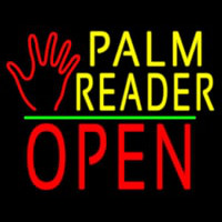 Palm Reader Logo Block Open Green Line Neon Skilt