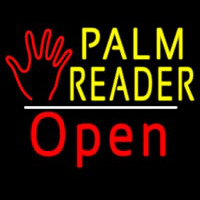 Palm Reader Logo Open White Line Neon Skilt