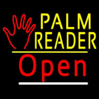 Palm Reader Logo Open Yellow Line Neon Skilt