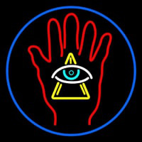 Palm With Eye Pyramid Neon Skilt