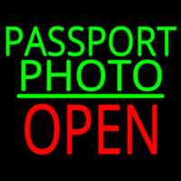 Passport Photo Open Block Green Line Neon Skilt