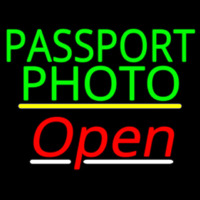 Passport Photo Open Yellow Line Neon Skilt