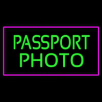 Passport Photo Purple Rectangle Neon Skilt