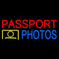 Passport Photos Block Logo Neon Skilt