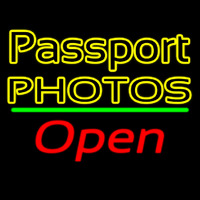 Passport Photos Block With Open 2 Neon Skilt