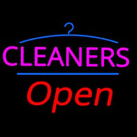 Pink Cleaners Logo Open Neon Skilt