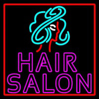 Pink Double Stroke Hair Salon With Girl Logo Neon Skilt