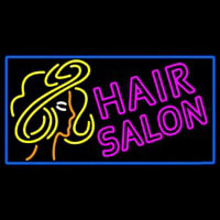 Pink Double Stroke Hair Salon With Girl Logo Neon Skilt