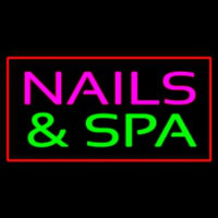 Pink Nails And Spa With Red Border Neon Skilt