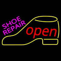 Pink Shoe Repair Yellow Shoe Open Neon Skilt