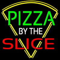 Pizza By The Slice Logo Neon Skilt