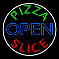 Pizza Slice Open Neon Skilt