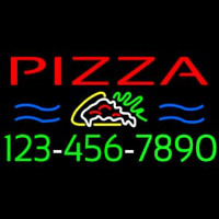 Pizza With Phone Number Neon Skilt