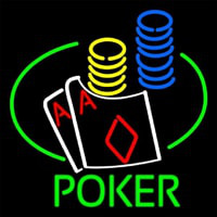 Poker Double Aces Table And Chips Neon Skilt