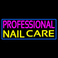 Professional Nail Care With Blue Border Neon Skilt