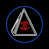 Psychic Eye Pyramid With Blue Border Neon Skilt