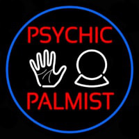 Psychic Palmist Blue Border Neon Skilt