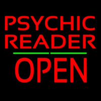 Psychic Reader Block Open Block Green Line Neon Skilt