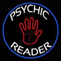 Psychic Reader With Palm Blue Circle Neon Skilt