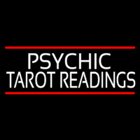 Psychic Tarot Readings Block With Red Line Neon Skilt