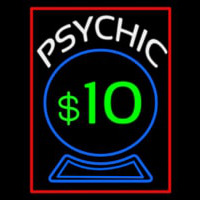 Psychic With Crystal Globe Red Border Neon Skilt