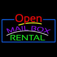 Purple Mailbo  Green Rental Open With Border Neon Skilt