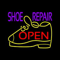 Purple Shoe Repair Open Neon Skilt