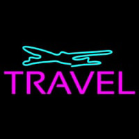 Purple Travel Turquoise Logo Neon Skilt